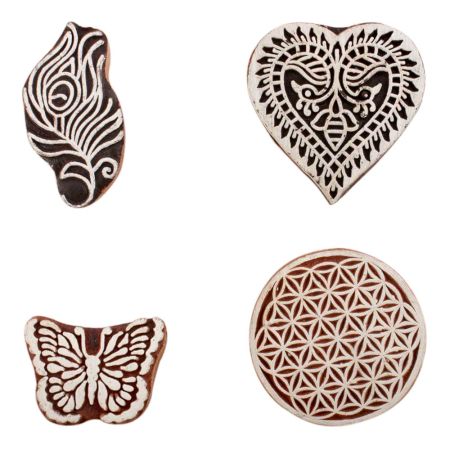 Set of 4 Piece New Mix Wooden Printing Block